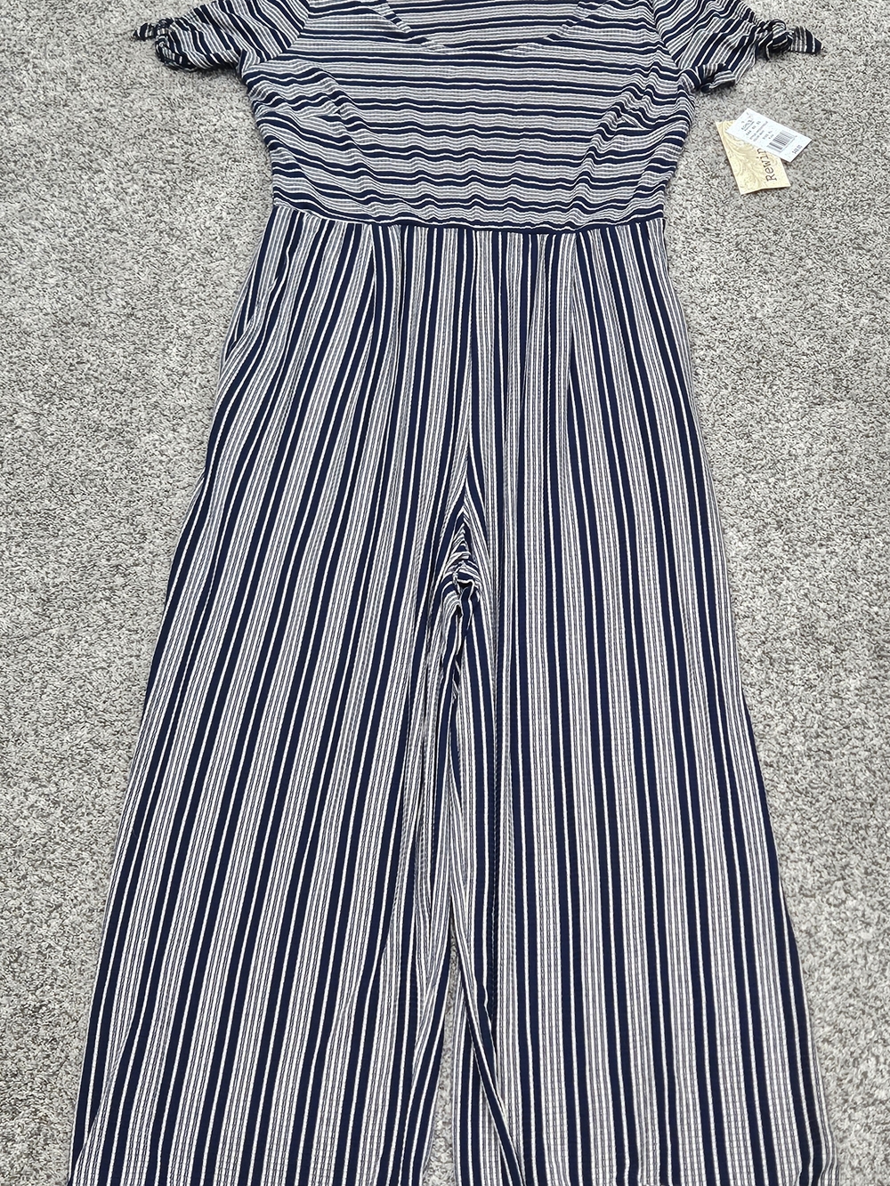 Rewind Navy & White Striped Jumpsuit